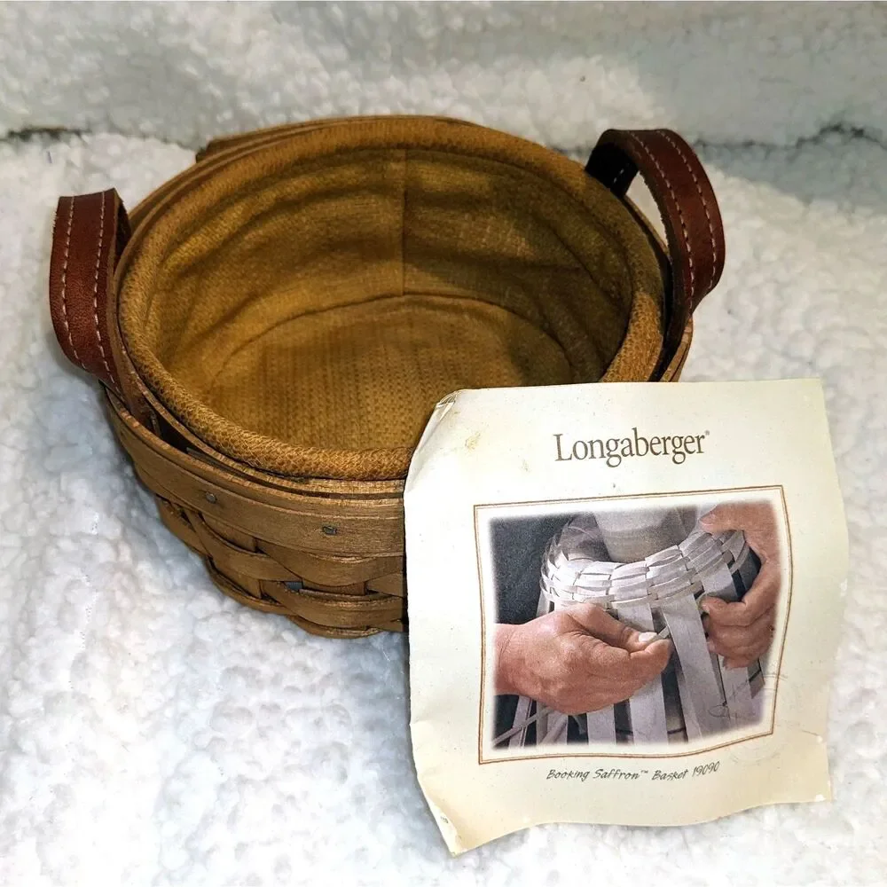 Longaberger Booking Saffron Basket Leather Handles Liner Paperwork USA